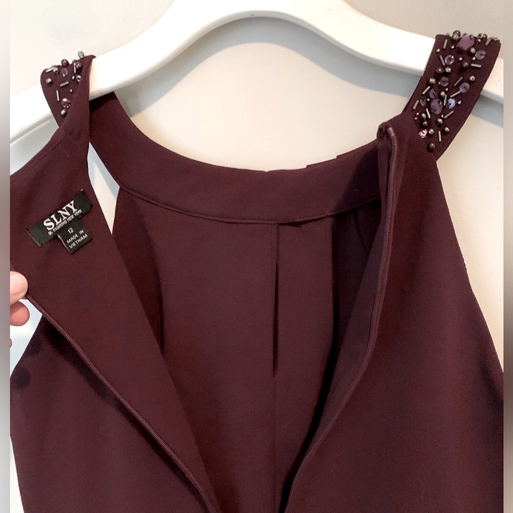 SLNY size 12 beaded halter neck sheath dress - Picture 16 of 16